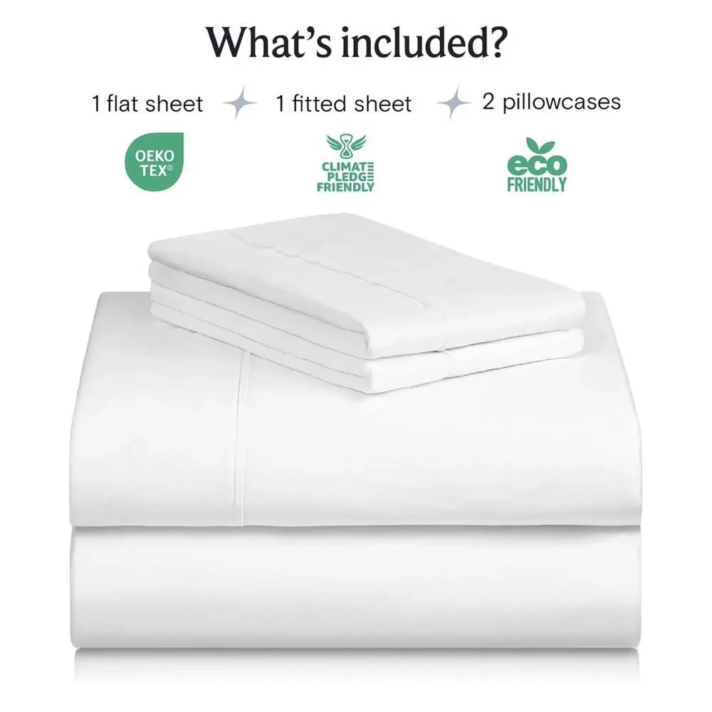 LuxClub 4 PC King Sheet Set, Deep Pockets Wrinkle Free Cooling White